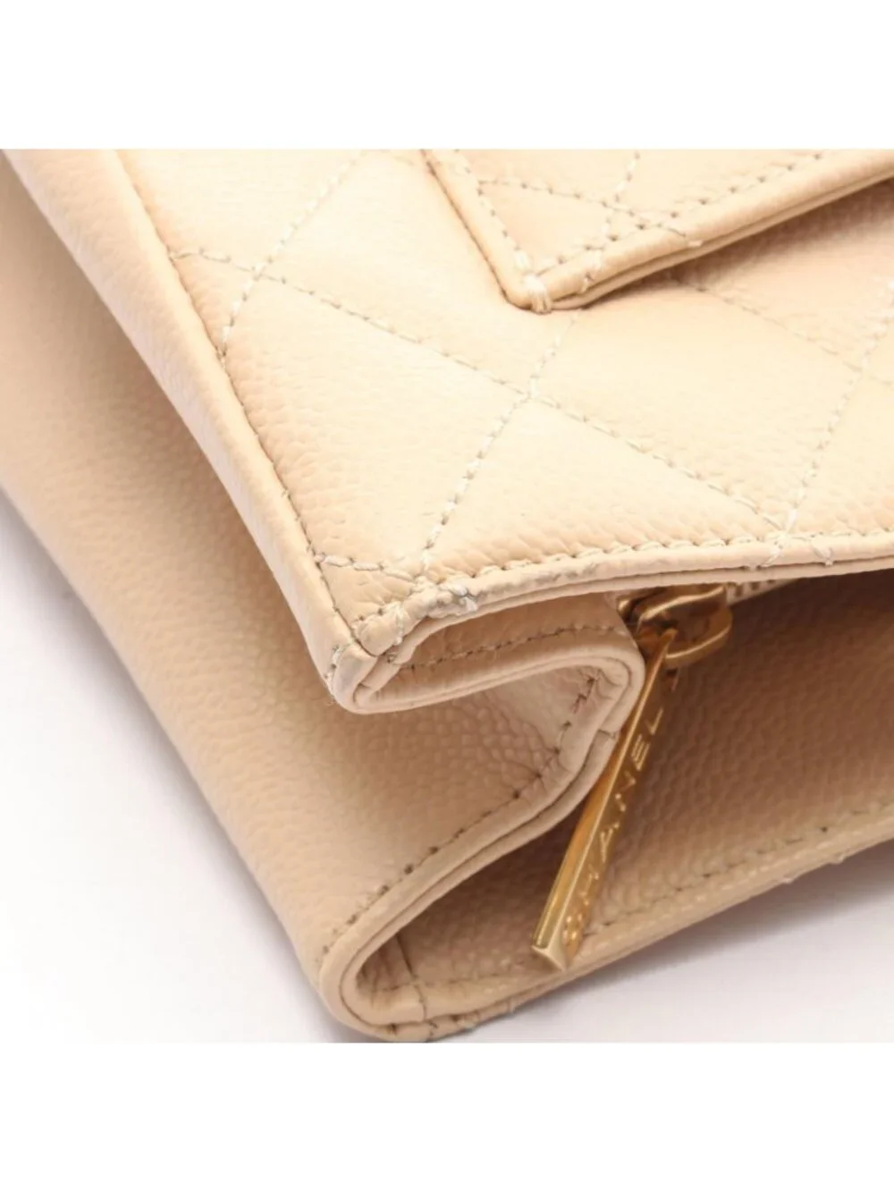 Chanel Tote Quilted Grand Shopping GST Beige Caviar Leather Chain